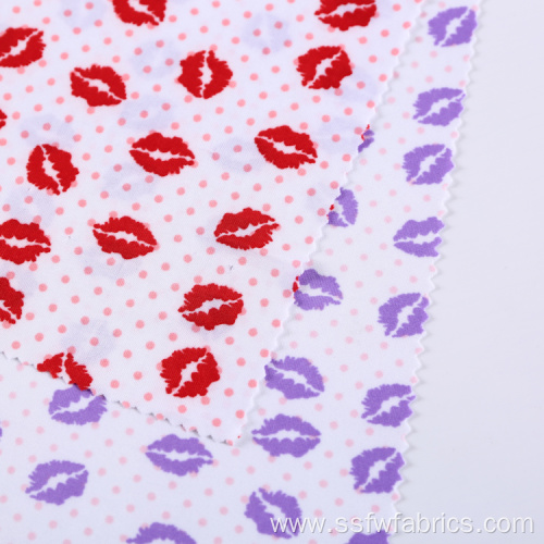 Knitted Polyester Spandex Lip Print Polka Dot Fabric